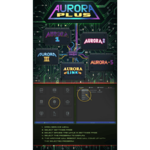 Aurora Plus by Jenka Lab game title screen showing 5 different games to play